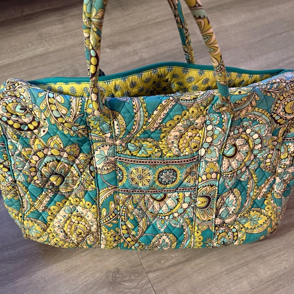 Vera Bradley Teal and Yellow Paisley Weekender